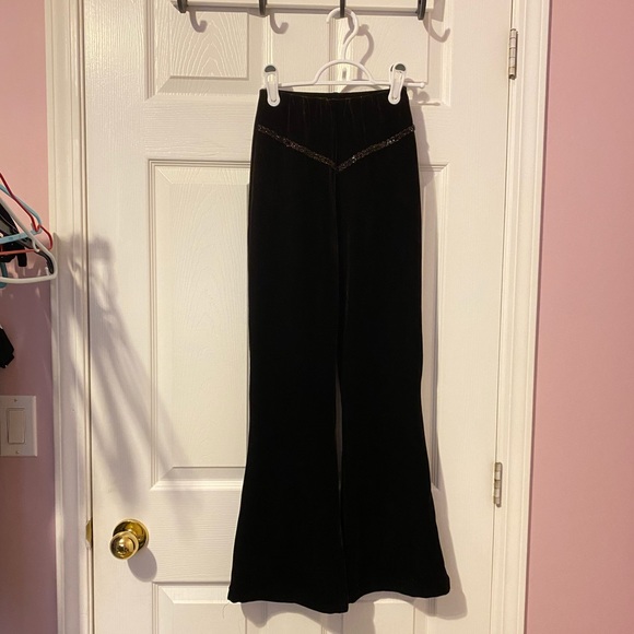 Velvet wide leg cropped pant - Picture 1 of 3